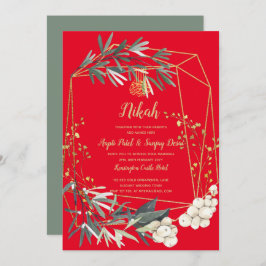 Nikah - inbjudan till Guld Greenery Islamic Motif 