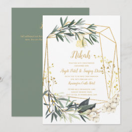 Nikah - inbjudan till Guld Greenery Islamic Motif