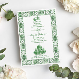 Nikah Islamic bröllop Emerald grönt Inbjudningar