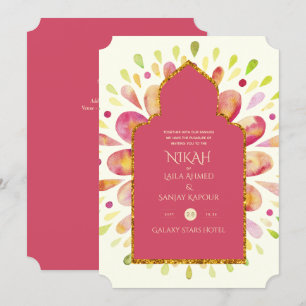 NIKAH - Modern Mandala Rosa Guld bröllopsinbjudan Inbjudningar