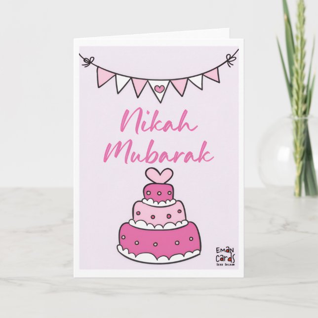 Nikah Mubarak Tårta Kort (Framsida)
