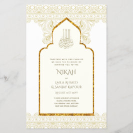 NIKAH - Ornate Islamic Mosque Guld Bröllop Flyer
