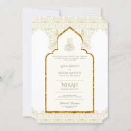 NIKAH - Ornate Islamic Mosque Guld Bröllop Inbjudningar