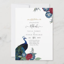 NIKAH Peacock Blommigt Walimah Islamic Bröllop Inv