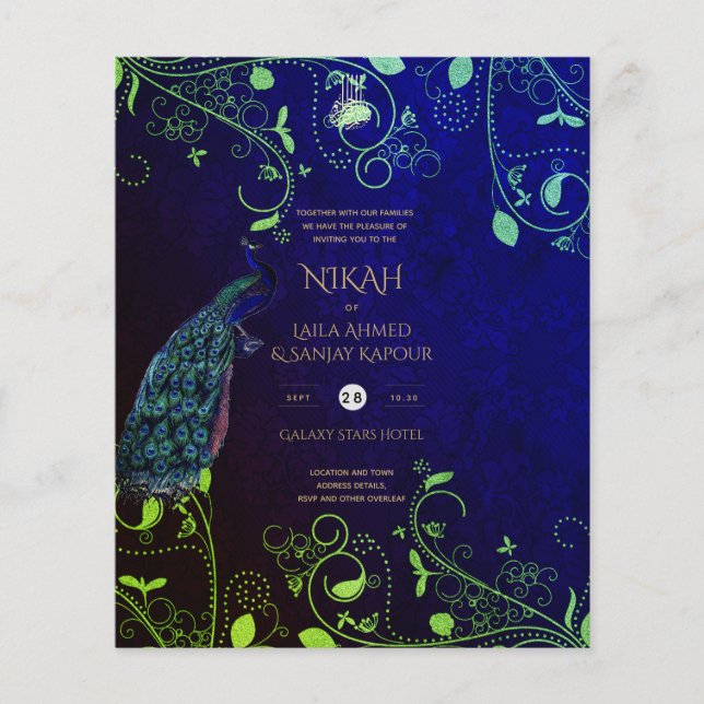 NIKAH - Peacock Blue Wedding Islamic Flygblad (Framsidan)