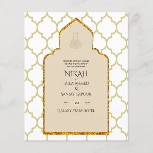 NIKAH - Putsning Islamiska Moské Guld Bröllop Flygblad