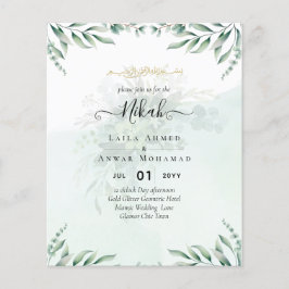 Nikah Walima GREENERY WEDDING INVITATION Islamic Flygblad