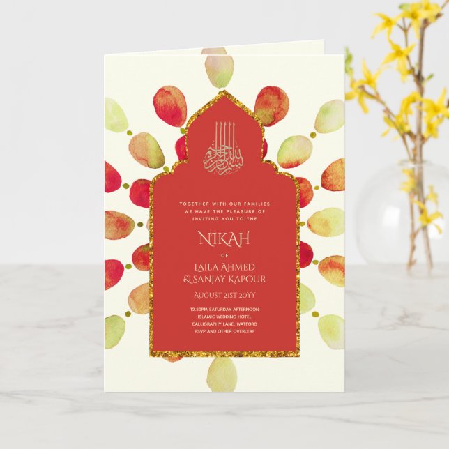 Nikah Walimah Wedding Programme OSA Kort (Gul blomma)