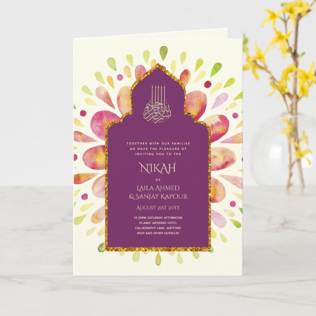 Nikah Walimah Wedding Programme OSA Kort (Gul blomma)
