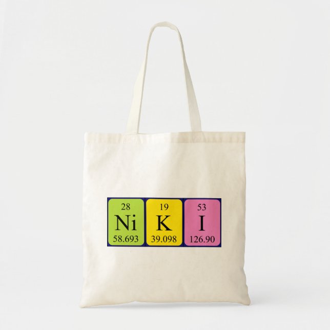 Niki periodisk bord namn tote bag tygkasse (Framsidan)