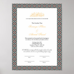 nikkah islamic giftermål certifikat poster