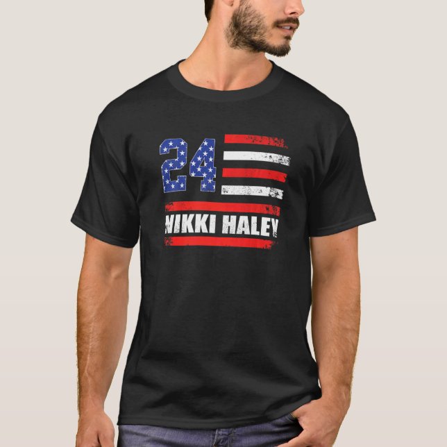 Nikki Haley 2024 American Flagga USA flagga T Shirt (Framsida)