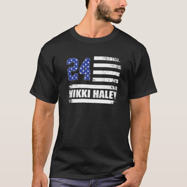 Nikki Haley 2024 American Flagga USA flagga T Shirt (Framsida)