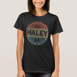 Nikki Haley 2024 Retro Vintage USA flagga Button T Shirt