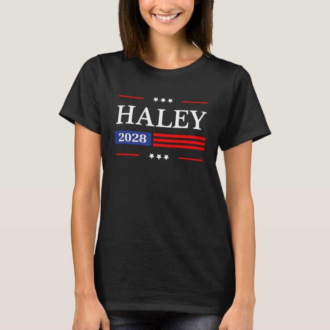 Nikki Haley 2028 American Flagga USA flagga T Shirt (Framsida)