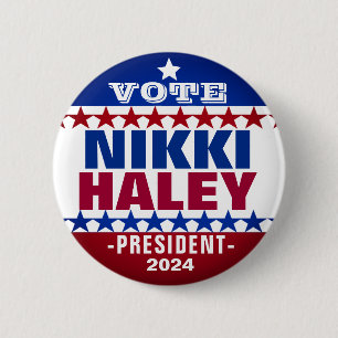 Nikki Haley för president 2024 Button Kampanj Knapp