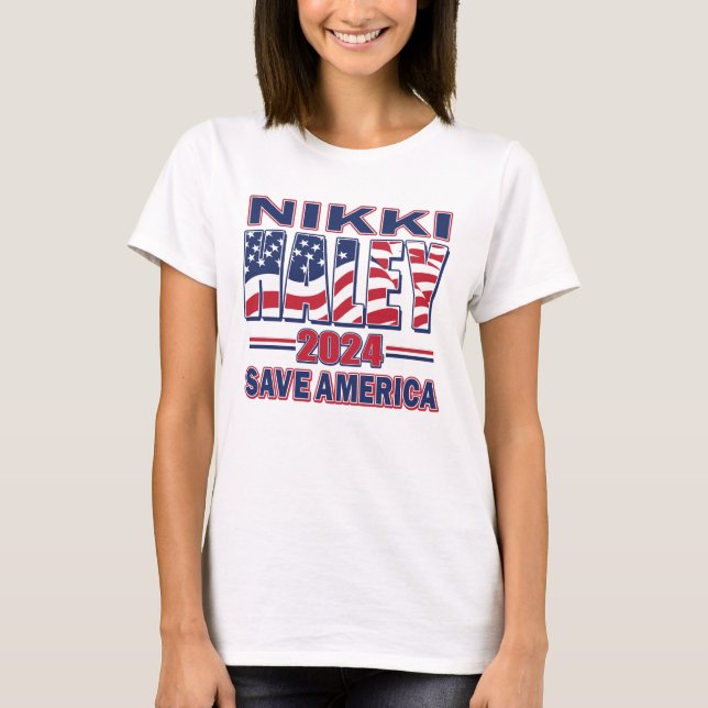 Nikki Haley Spara America T Shirt (Framsida)