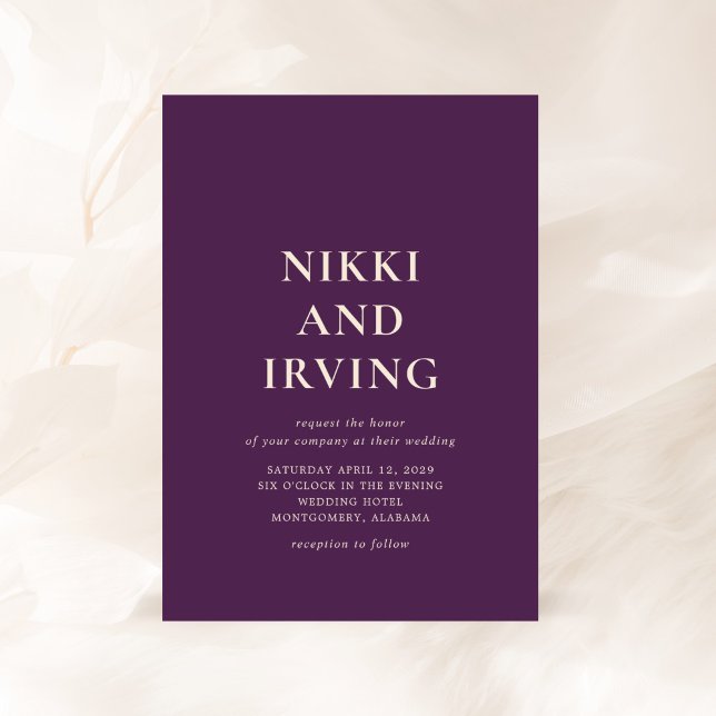 Nikki Lila Modern Bröllop Inbjudningar (Skapare uppladdad)