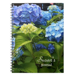 Nikko Blue Hydrangea Flower Spiral Fotbok - bärbar Anteckningsbok