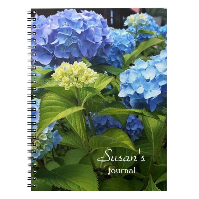 Nikko Blue Hydrangea Flower Spiral Fotbok - bärbar Anteckningsbok (Framsidan)