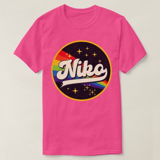 Niko Rainbow in Space Vintage Stil T Shirt (Design framsida)