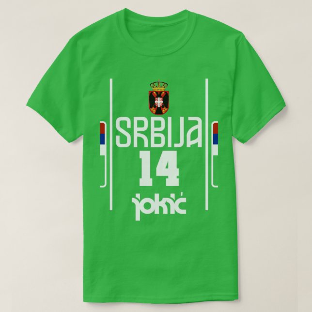 Nikola Jokic Retro Serbien Jersey Fläkt Art T Shirt (Design framsida)