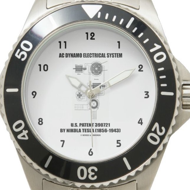 Nikola Tesla AC Dynamo Electrical System Patent Armbandsur (Nikola Tesla AC Dynamo Electrical System US Patent watch)