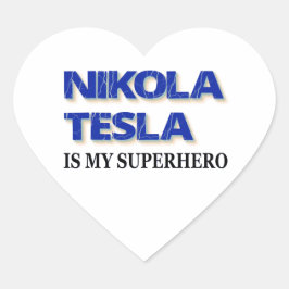 Nikola Tesla är min superhjälte Hjärtformat Klistermärke