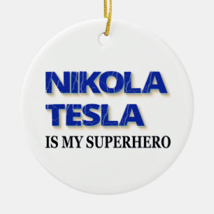 Nikola Tesla är min superhjälte Julgransprydnad Keramik