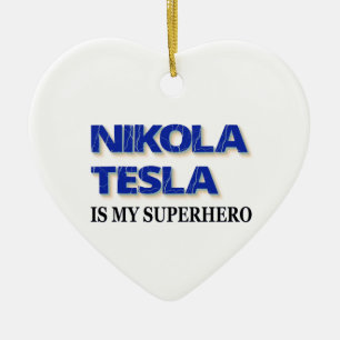 Nikola Tesla är min superhjälte Julgransprydnad Keramik