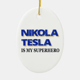 Nikola Tesla är min superhjälte Julgransprydnad Keramik
