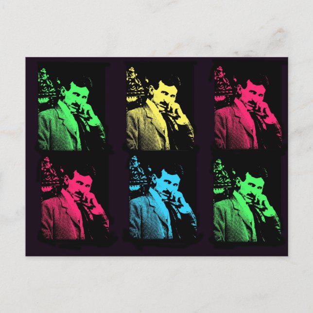Nikola Tesla Collage Vykort (Framsida)