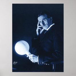 Nikola Tesla Demonstrating Trådlösa Power C 1900 Poster