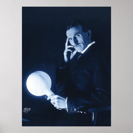 Nikola Tesla Demonstrating Trådlösa Power C 1900 Poster