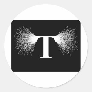 Nikola Tesla - den Tesla spolen - blixt Runt Klistermärke