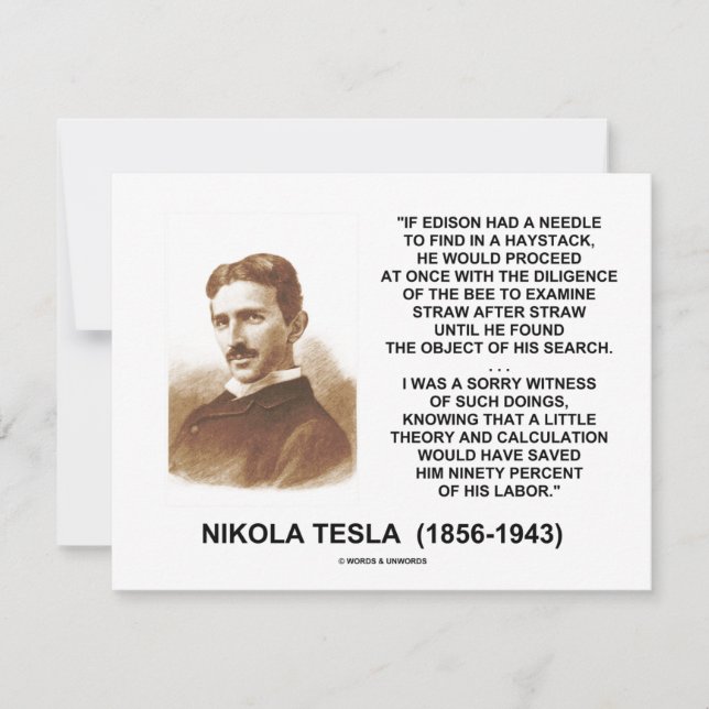 Nikola Tesla Edison Nål Haystack Theory Quote (Framsida)