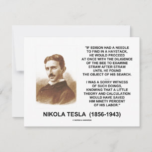 Nikola Tesla Edison Nål Haystack Theory Quote