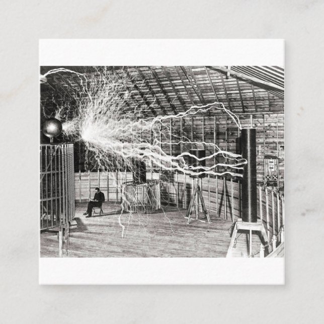 Nikola Tesla Electricity Fyrkantigt Visitkort (Framsida)