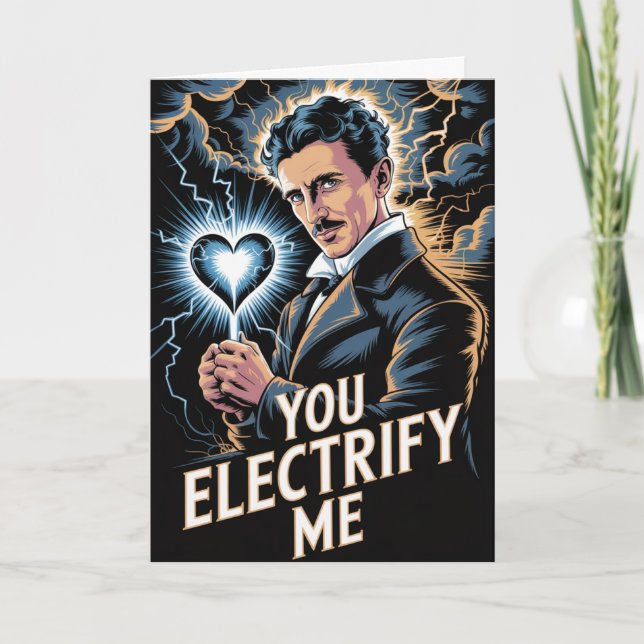 Nikola Tesla Electricity Valentines Card Kort (Framsida)