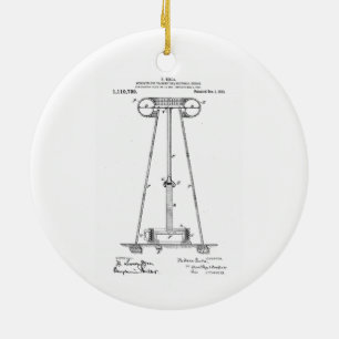 Nikola Tesla energiöverföring Pantent US1119732 Julgransprydnad Keramik