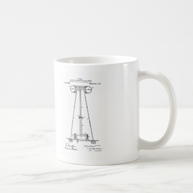 Nikola Tesla energiöverföring Pantent US1119732 Kaffemugg (Höger)
