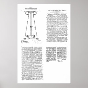 Nikola Tesla Energy Transmission Pantent US1119732 Poster