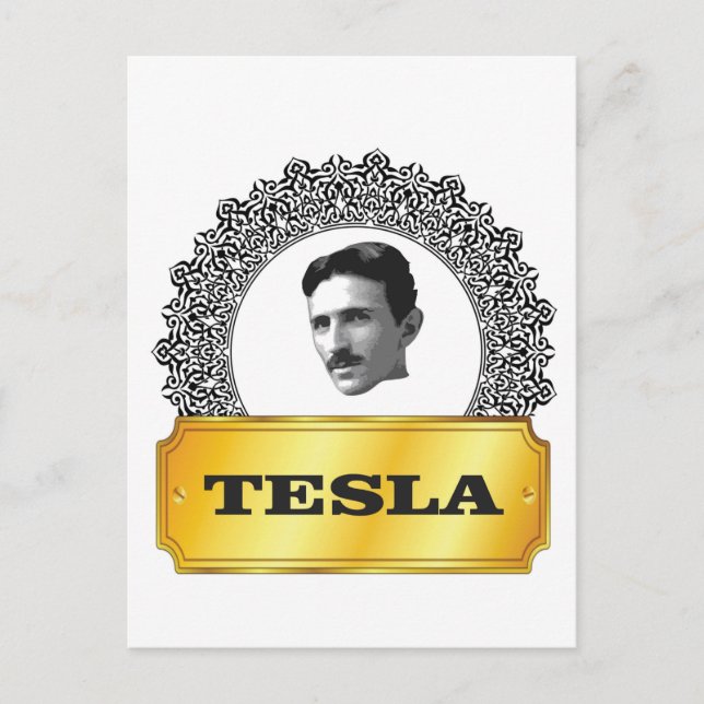 nikola tesla guld vykort (Framsida)
