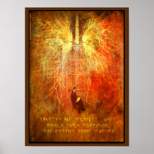 Nikola Tesla har ett AH HA-ögonblick Poster