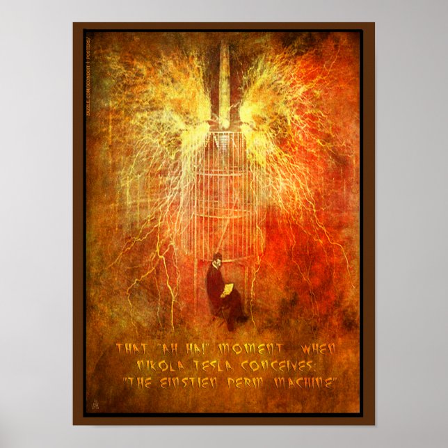 Nikola Tesla har ett AH HA-ögonblick Poster (Framsidan)