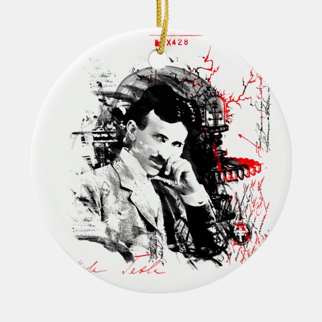 Nikola Tesla Julgransprydnad Keramik (Framsidan)
