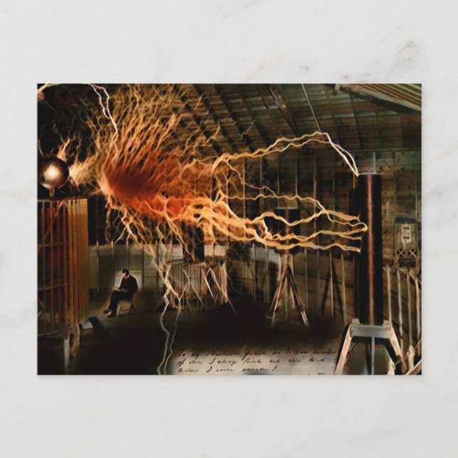 Nikola Tesla Man of Myasty Färg Redux Vykort (Framsida)