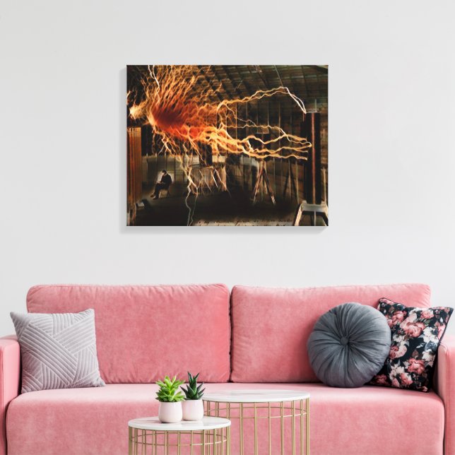 Nikola Tesla Människa av Mysterium Färg Redux Canvastryck (Insitu (Vardagsrum))