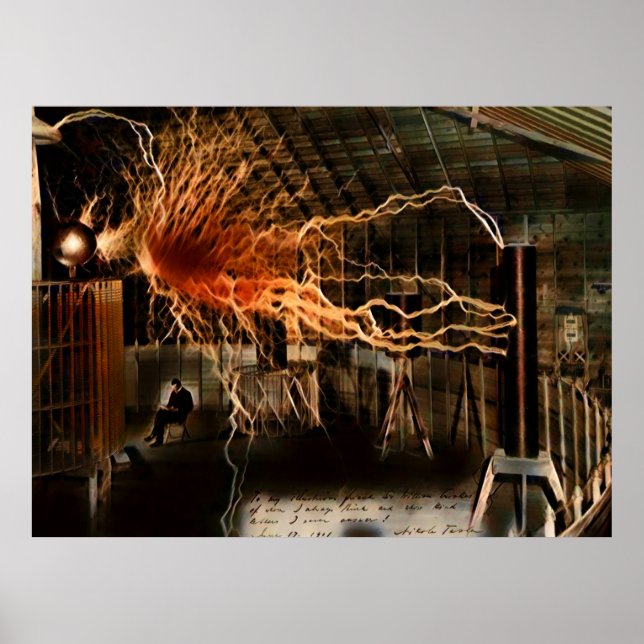 Nikola Tesla Människa av Mysterium Färg Redux Poster (Framsidan)