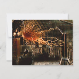 Nikola Tesla Mysterieman Färg Redux Vykort